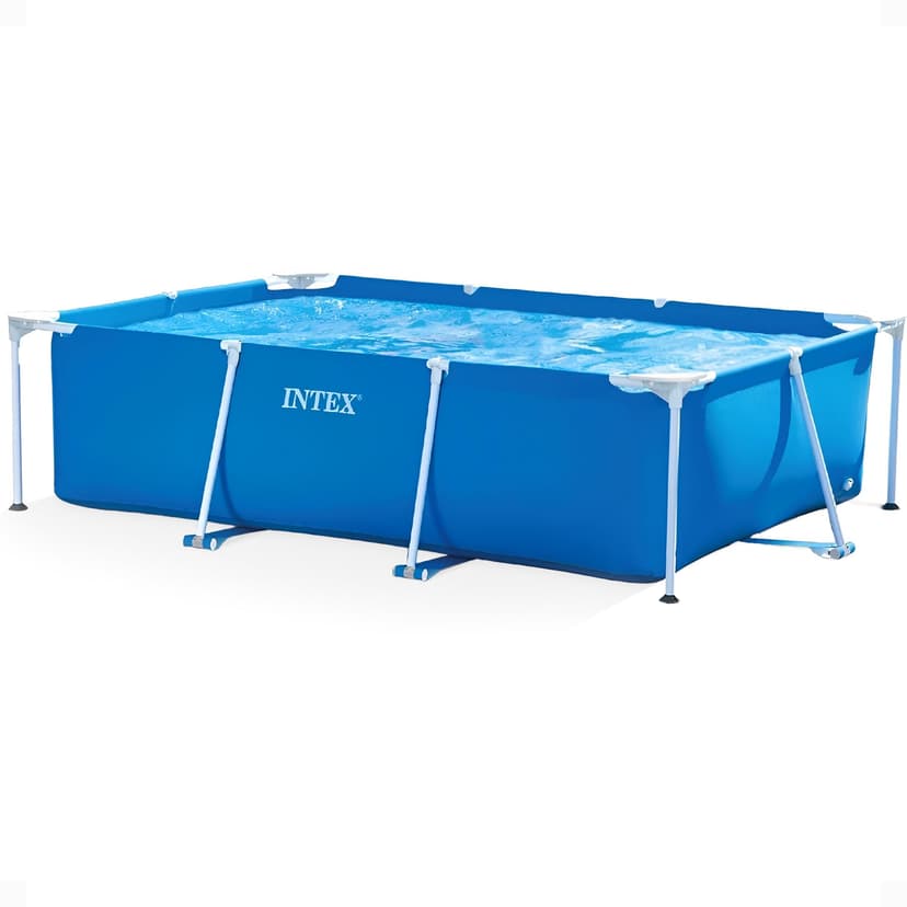 Intex Metal Frame Rectangular Swimming Pool 300 x 200 x 75cm, Blue Above Ground Garden Pool for Kids and Family, 3834L Water Capacity, Puncture-Resistant 3-Ply Material, Pump Not Included, 28272NP - 1