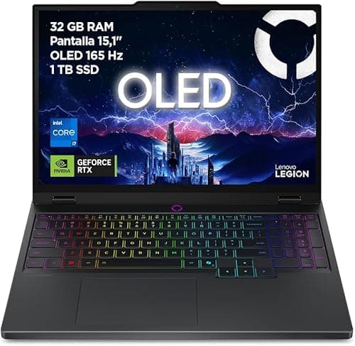 Lenovo Legion 5 Gen 10 Ordinateur Portable Gaming IA 15.1" WQXGA OLED (Intel Core i7-13650HX, NVIDIA GeForce RTX 5070, RAM 32 Go, SSD 1 to, Wi-FI 7, sans système d'exploitation), Clavier RVB Espagnol