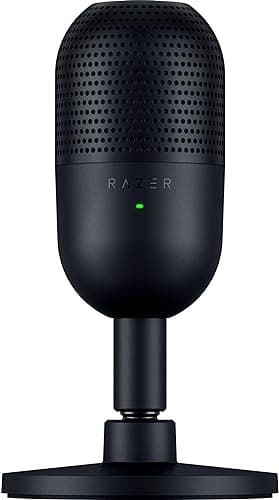 Razer Seiren V3 Mini - Micrófono USB ultracompacto (micrófono de condensador de 14mm, patrón de captación supercardioide, sensor Tap-to-Mute con indicador LED, amortiguador incorporado) Nero