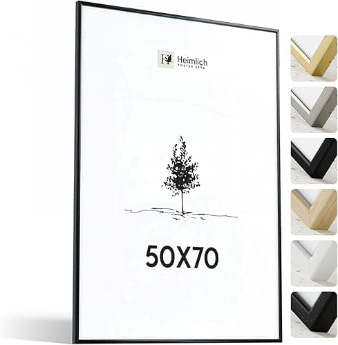 Heimlich® - Cadre photo - 50 x 70 cm, aluminium, noir, grand cadre photo pour collage avec film plastique - Montage mural uniquement