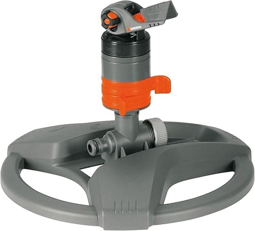 Turbine d'arrosage sur traîneau Comfort de Gardena : arroseurs de pelouse pour Grandes Surfaces jusqu'à 450 m², réglage en continu de la portée, Filtre Anti-saletés intégré (8143-20)