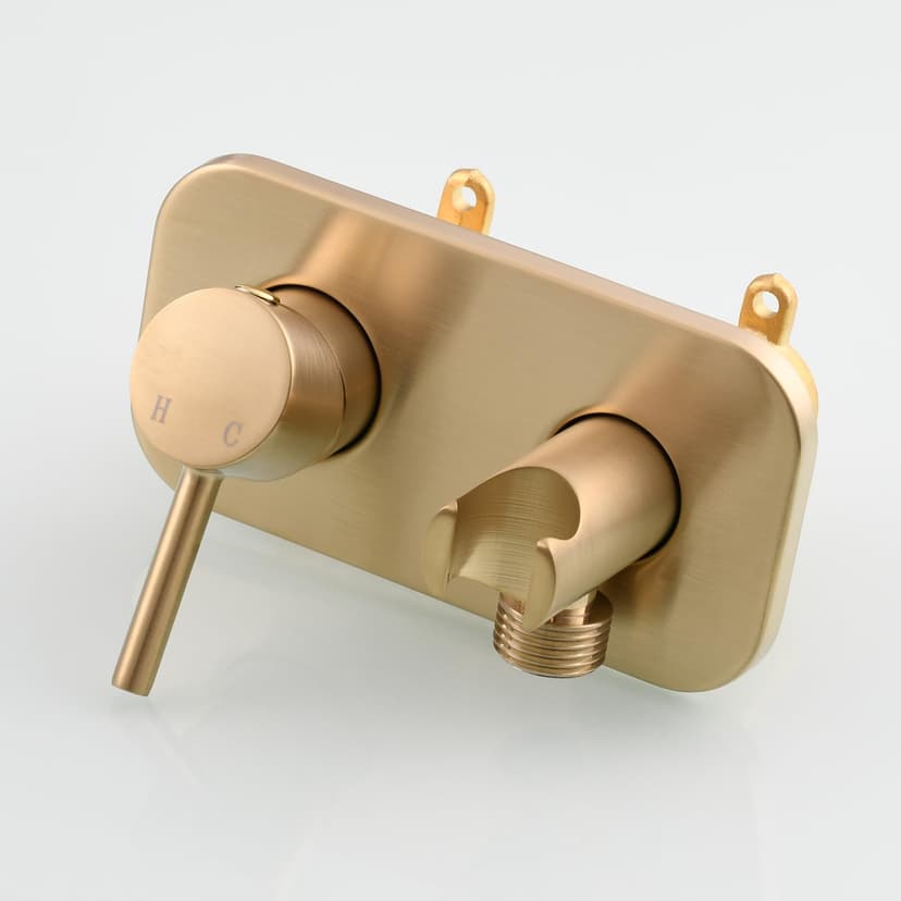 Tecmolog Bidet portable pour WC Acciaio Inossidabile Ensemble de vaporisateur à main chaude et froide Doré brossé WS024J2F2 - 8