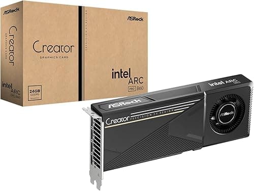 ASRock Intel Arc Pro B60 Creator 24GB Graphics Card, Intel Xe2-HPG Architecture, 24GB GDDR6, PCIe 5.0, 4X DisplayPort 2.1, Blower Design, 0dB Silent Cooling