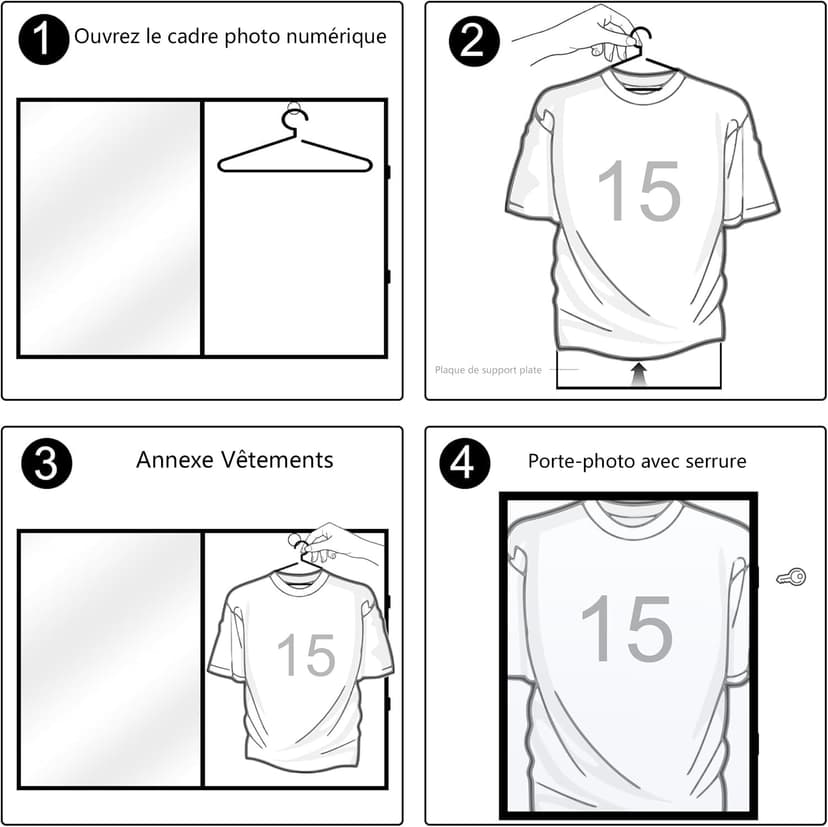 Tinkeps Football Shirt Frame Display - Engineered Wood & Acrylic, Jersey Display Case, Black - 6