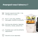 Babymoov Nutribaby(+), 6-in-1 Multifunctional Baby Food Steamer Mixer, Large Capacity 2.2L, Small Baby Pots, Ideal Food Diversification, Mineral Beige - 4