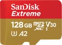 SanDisk 128 Go Extreme carte microSDXC pour caméras embarquées et drones + Adaptateur SD + RescuePRO Deluxe, jusqu'à 190 Mo/s, avec performances A2 App, UHS-I , Classe 10, U3, V30 - 1