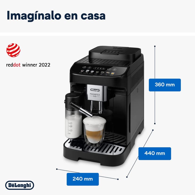 De'Longhi Magnifica Evo ECAM 292.81.B coffee machine with LatteCrema milk system, 7 direct selection buttons for cappuccino, espresso and other coffee specialties, 2-cup function, black - 7