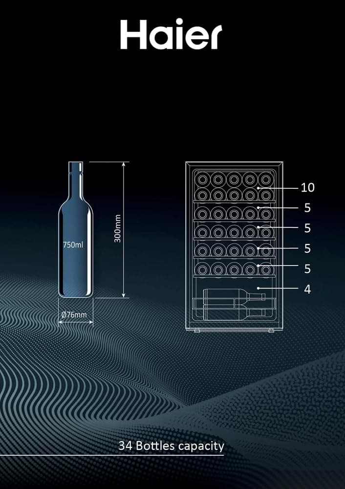 Haier Wine Bank 50 Serie 3 HWS34GGH1 Compressor wine cooler Freestanding Black 34 bottle(s) - 5
