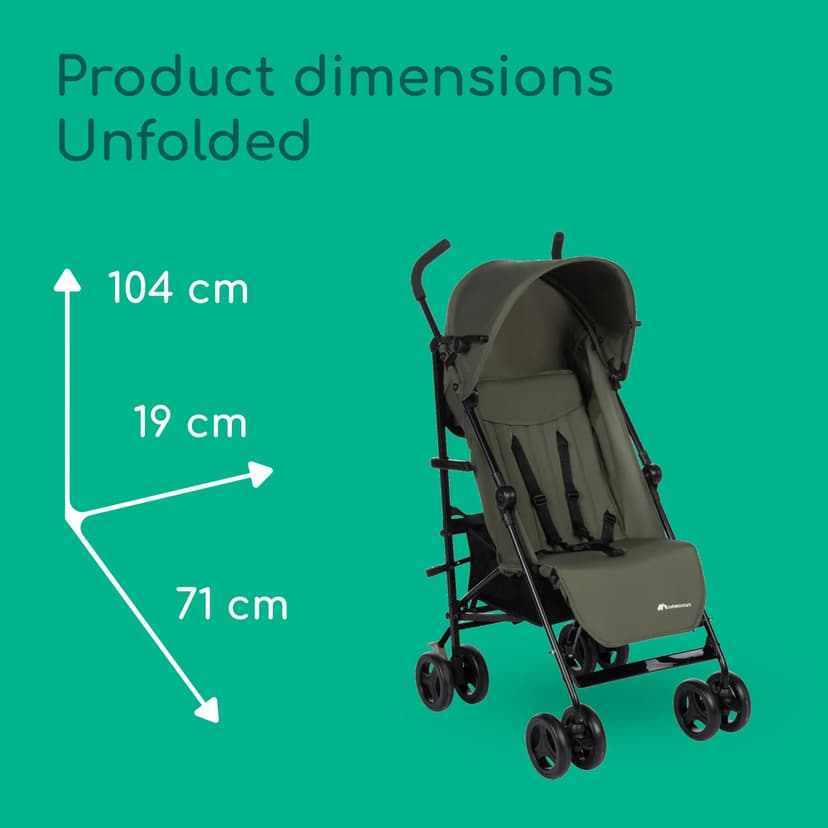 Bebeconfort Rainbow, Lightweight Baby Buggy Stroller, Multi-Position Reclining Stroller, Foldable with Compact Closure, for Children Aged 6 Months - 4 Years, max 22 kg, Travel Buggy, Mineral Green - 6