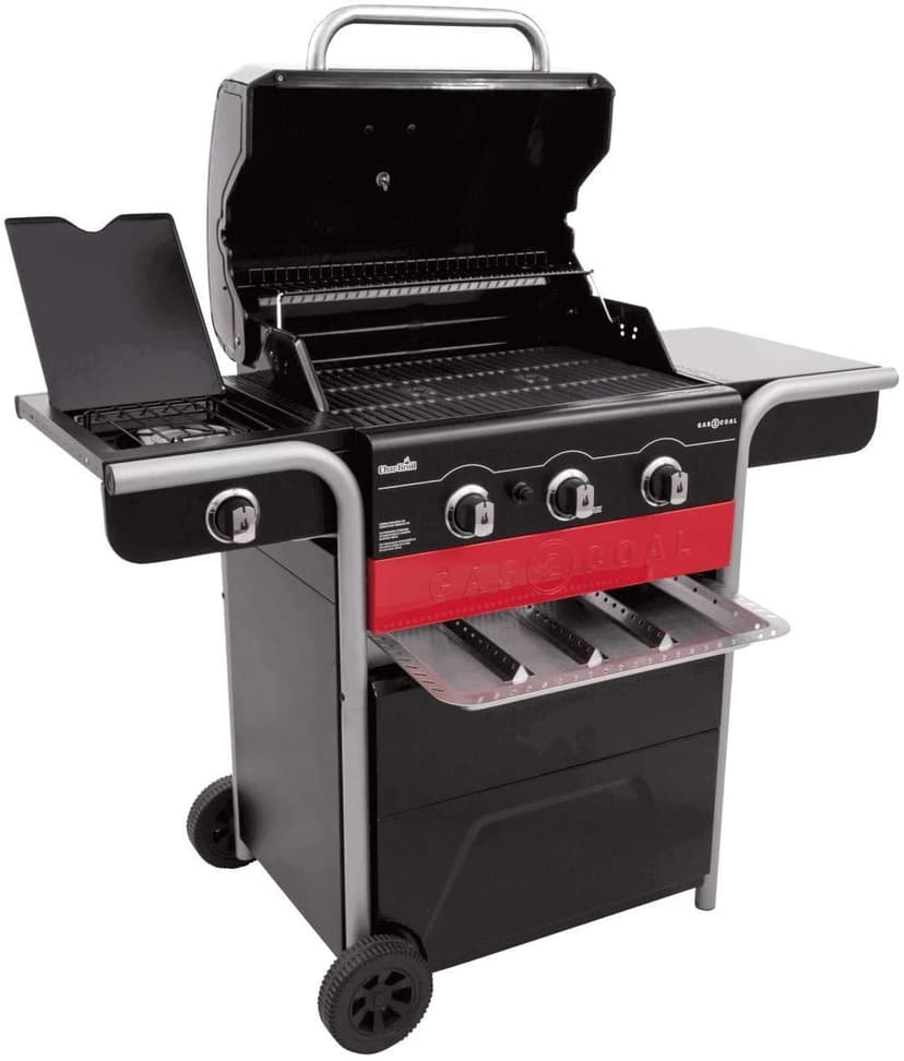 Char-Broil Gas2Coal Hybrid Grill - Griglia per barbecue a gas e carbone a 3 fuochi, finitura nera - 4