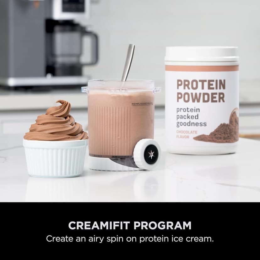 Ninja CREAMi NC701UK Swirl Machine à crème glacée avec 2 bacs 13 fonctions pour faire de la crème glacée, du gelato, du sorbet, des milkshakes et plus encore, option de mélange, argent platine - 2