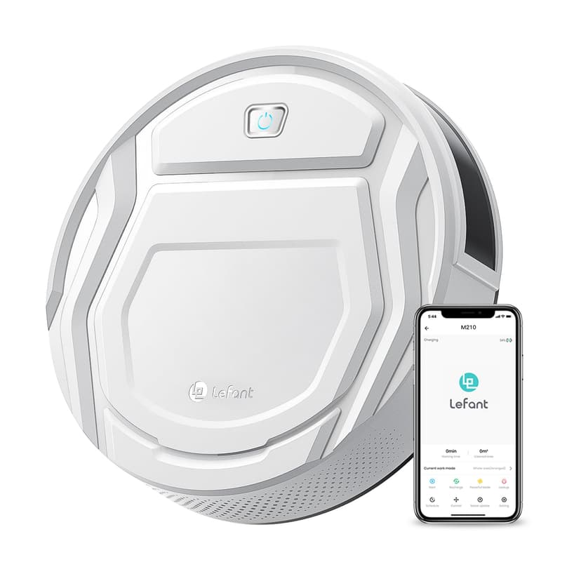 Lefant Aspirateur Robot, Robot Aspirateur Autonomie Mince Silencieux, Connecté avec WiFi/Alexa/App, 3 Modes d'aspirations, Programmable, Idéal pour Les Poils d'animaux Tapis Sols Durs, M210 Blanc - 1