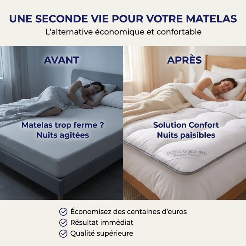 CASABEL Surmatelas Nuage 90 x 200 cm en Microfibre - Confort Optimal - Moelleux, Anti-acarien, Respirant- pour Matelas 1 Place Adulte et Enfant, Clic Clac, BZ - 3