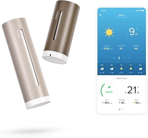 Netatmo Station Météo ORIGINAL 2e génération | Intérieur & Extérieur | Température, Humidité, Qualité de l'air, UV, Pollens, Prévisions météo | Compatible Apple, Alexa, Google - Sable - NWS-S-EC