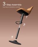 VASAGLE Bar Stools Set of 2, Adjustable Bar Chairs with Backs, 360° Swivel, Metal Footrest, Barstools, for Kitchen Dining Reception, PU Leather, Ink Black LJB181BH02 - 8