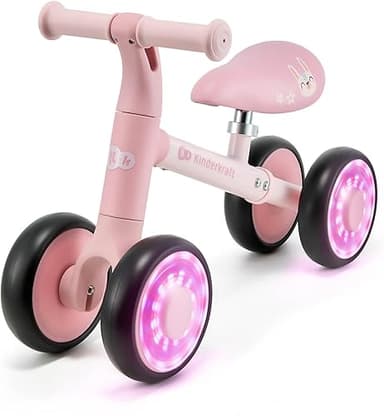 Kinderkraft Cutie Flash, 4-Wheel Balance Bike, RGB Light-…