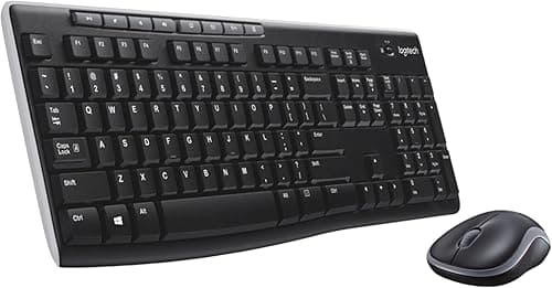 Logitech MK270 Wireless Keyboard and Mouse Combo for Windows, 2.4 GHz Wireless, Compact Mouse, 8 Multimedia and Shortcut Keys, 2-Year Battery Life, for PC, Laptop, QWERTY UK English Layout - Black