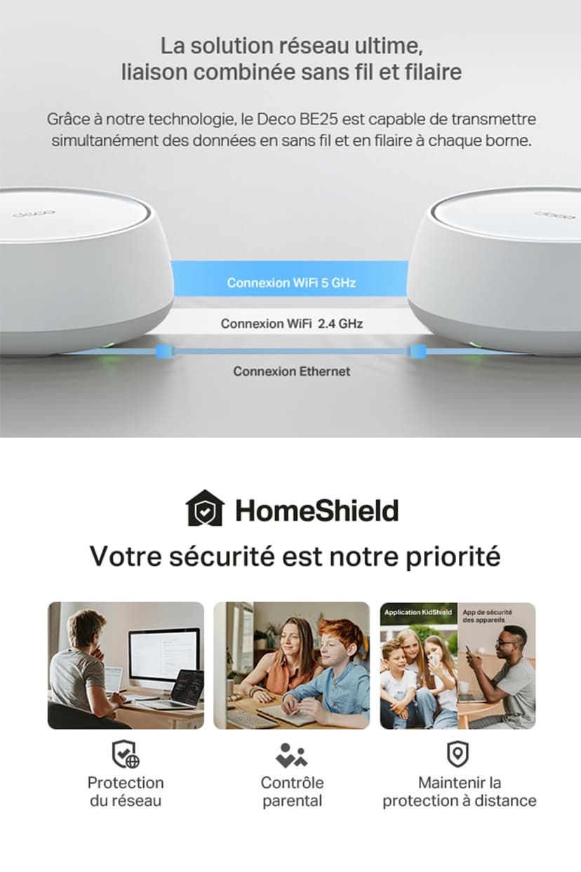 [NUEVO]TP-Link Deco BE25(3-pack)|Sistema Wi-Fi 7 Mesh BE3600|AI Mesh, Wi-Fi Dual-Banda de 3.6 Gbps, Puertos 2.5 Gbps, Multi-Link Operation MLO, Backhaul Combinado Inalámbrico y Cableado, Protección Ho - 4