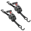 Master Lock 3238EURDAT Retractable Ratchet Tie Down Strap with S-Hooks, Black, 3m x 25mm Strap, Pack of 2 - 1