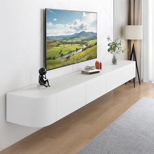 Mobile TV Sospeso,120-240cm Tavolo per TV Moderno,Mobile Porta Televisore,Adatto per il Soggiorno e la Camera da Letto(Bianco, 180 cm)