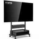 FITUEYES TV Floor Stand on Wheels for 40-85" Screens, Rolling TV Stand Cart with Peg Board, Height Adjustable, Lockable Casters & Storage Cabinet Holds 60kgs, Black, K Series - 1