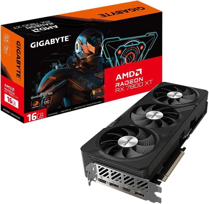 Gigabyte Radeon RX 7800 XT GAMING OC 16GB Graphics Card - 16GB GDDR6 256-bit, Windforce cooling system, Metal back plate, DP 2.1, HDMI 2.1, AMD RDNA 3 architecture, GV-R78XTGAMING OC-16GD - 1