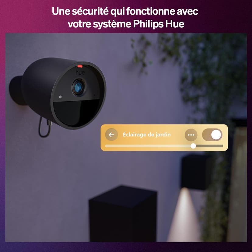 Philips Hue Caméra de surveillance filaire Secure, résolution vidéo 2K, notifications, intégration avec éclairages Philips Hue, Caméra extérieure et intérieure filaire en alimentation continue, noir - 4