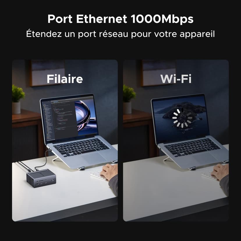 UGREEN Revodok Max 13 en 1 Thunderbolt 4 Dock 40Gbps avec 2 TBT4 et 1 DisplayPort Multi USB Data RJ45 1GbE SD TF 3.5mm Port Station d'accueil Dual 4K 60Hz Unique 8K 30Hz Écran Extension - 6