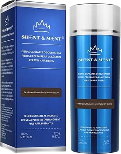 SHENT & MENT Keratin Hair Fibers, Instant Volume for Hair, Natural Coverage for Fine Hair and Light Areas, Sweat and Wind Resistant, Men and Women - Dark Brown - 27.5 gr.
