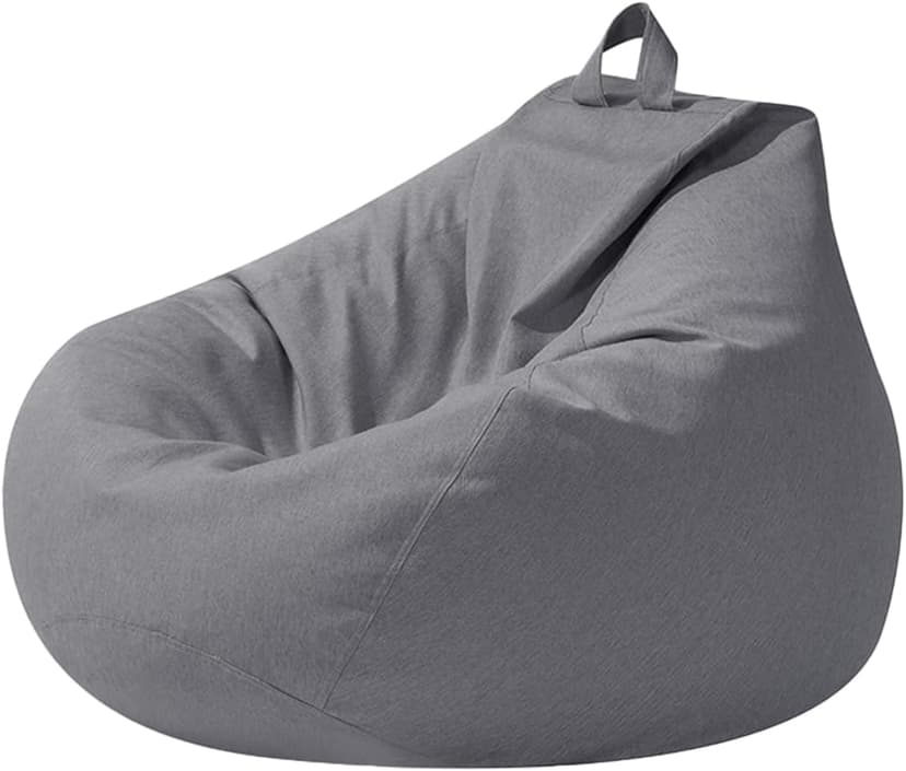Highdi Large Bean Bag Without Fillings - Cotton Linen Durable & Comfortable, Grey Storage Bean Bag Chair for Living Room/Bedroom/Gaming Room, Perfect for Adults & Teens, Childrens - 1