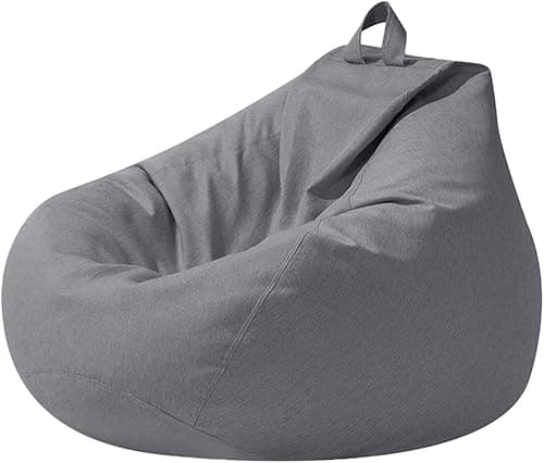 Highdi Large Bean Bag Without Fillings - Cotton Linen Durable & Comfortable, Grey Storage Bean Bag Chair for Living Room/Bedroom/Gaming Room, Perfect for Adults & Teens, Childrens