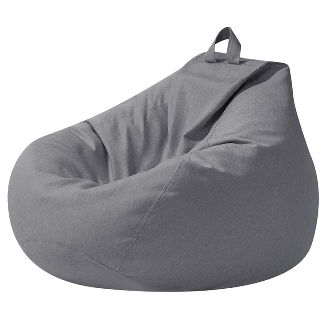 Highdi Large Bean Bag Without Fillings - Cotton Linen Durable & Comfortable, Grey Storage Bean Bag Chair for Living Room/Bedroom/Gaming Room, Perfect for Adults & Teens, Childrens