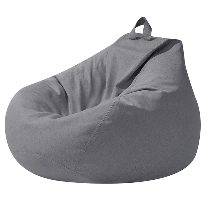 Highdi Large Bean Bag Without Fillings - Cotton Linen Durable & Comfortable, Grey Storage Bean Bag Chair for Living Room/Bedroom/Gaming Room, Perfect for Adults & Teens, Childrens - 1