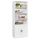 VASAGLE Bookcase, 6-Tier Tall Bookshelf, Book Shelf with Doors, Shelving Unit, 24 x 60 x 175 cm, for Living Room, Home Office, Dinning Room, Cloud White LBC402W01 - 1