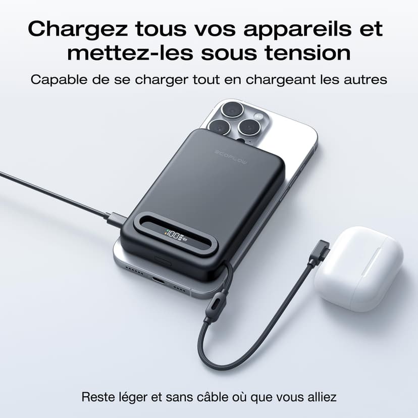 EcoFlow Rapid Mag Qi2.2 Magnetic Powerbank 10000mAh 25W with USB C Cable 36W, Qi2.2 Certified External Battery Magnetic Wireless Power Bank Fast Charger for iPhone 17/16/15 Pro Max Black - 7
