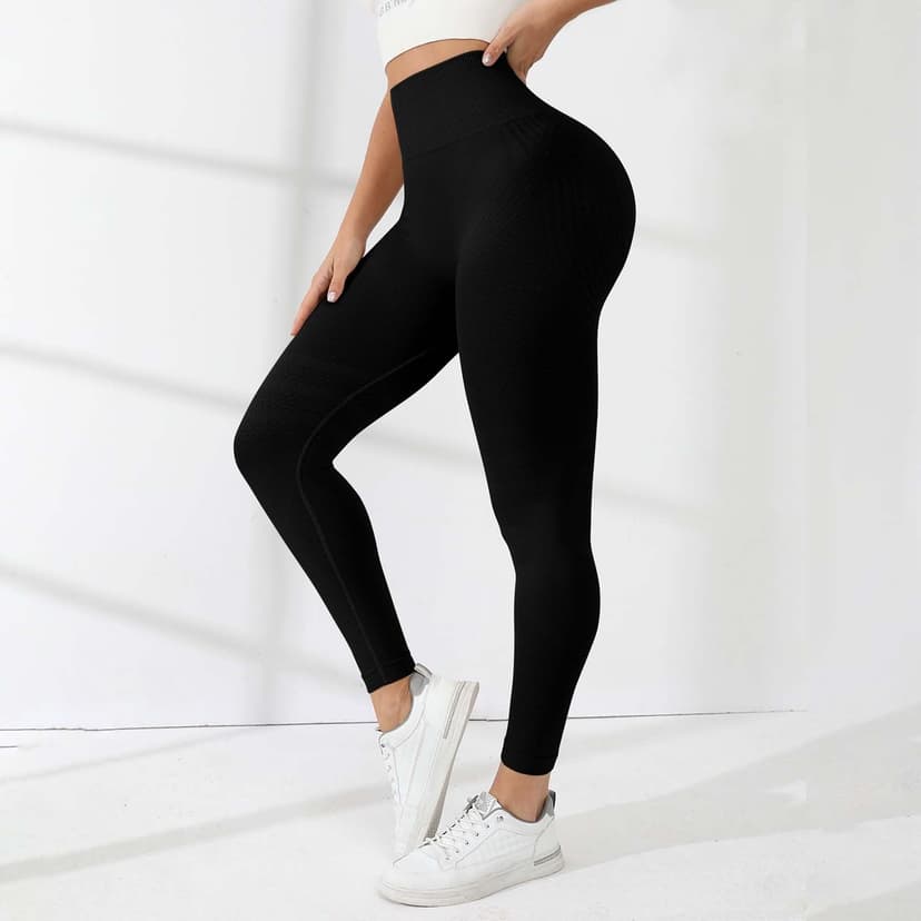 riou Compression Leggings for Women, 3D Anti Cellulite Leggings - Lipedema Compression Leggings Slimming Scrunch Bums Legging High Waist Seamless Tummy Control Legging Butt Lift Black - 4