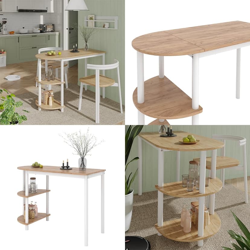 Vicco Table de Cuisine Freetown, Chêne doré/Blanc, 110x50cm avec étagères Ouvertes, Convient comme Table à Manger ou de Travail pour Petites Cuisines - 8