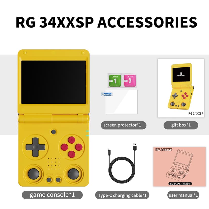 RG34XXSP Retro Handheld Game Console RG34XX SP Retro Gaming Console with 64G Preloaded Games,3300 mAh Battey,3.4 inch Screen Portable Pocket Arcade Support 30+ Simulators 5G WiFi Bluetooth HD Indigo - 5