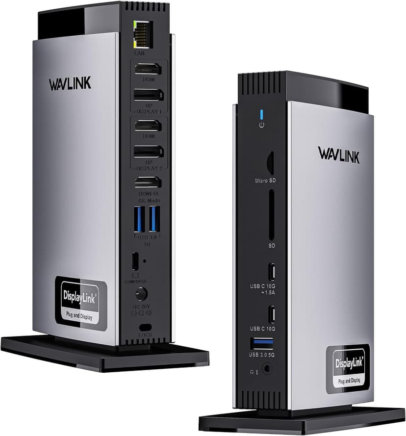 WAVLINK Displaylink Laptop Docking Station with 3 HDMI, USB C Dock Triple Display 4K60Hz, 100W Charging for M1 M2 M3 M4 M5 Mac and Windows, 2DP, 5 USB Ports, Ethernet, Compatible with MacBook Neo - 1