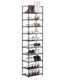 SONGMICS 10-Tier Shoe Rack, Shoe Stand, Space-Saving Shoe Storage, 45 x 28 x 173 cm, Metal Frame, Non-Woven Fabric Shelves, for Hallway, Bedroom, Black LSH010B02 - 9