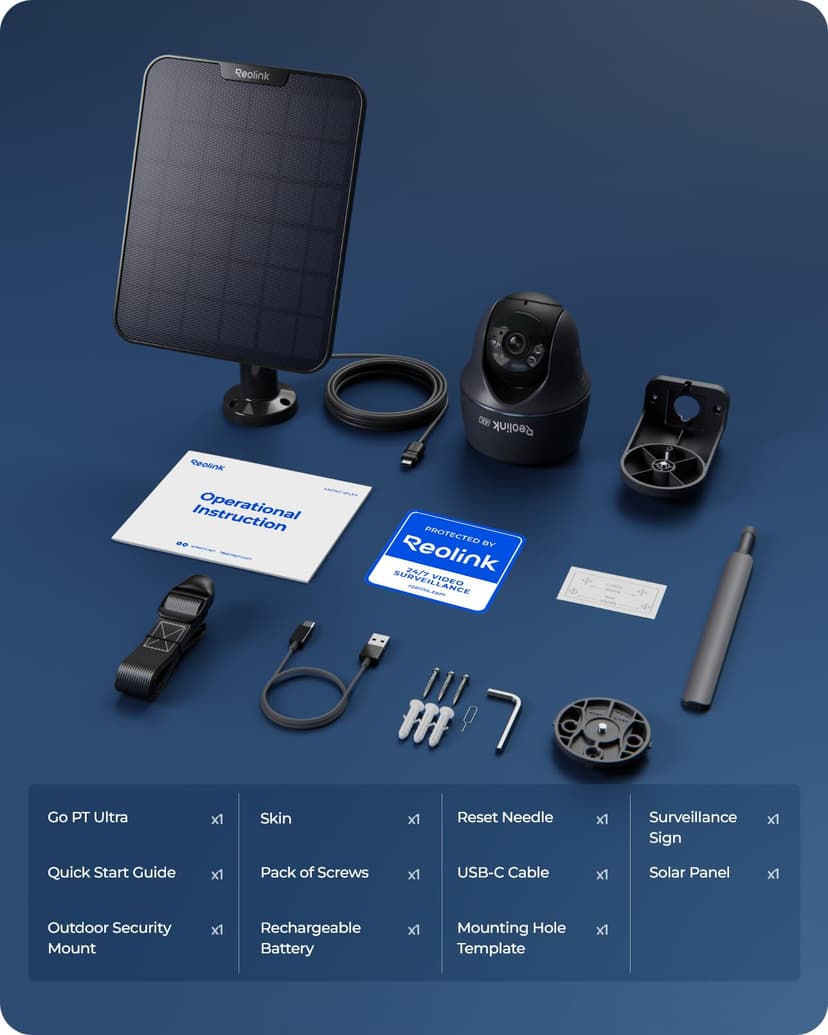 Reolink 4K/8MP 4G Camera, Solar-powered Security Camera Outdoor with Colour Night Vision, No WiFi Security Camera, Pet/Person/Vehicle Detection, Outdoor Camera Wireless, Go PT Ultra-G + Solar Panel - 8