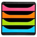 Exacompta - Ref 310498D - BIG-BOX Desktop Drawer Set - 4 x 55mm Drawers, Suitable for A4+ Documents, 347 x 278 x 267mm, 100% Recycled Plastic - Black/Harlequin - 1