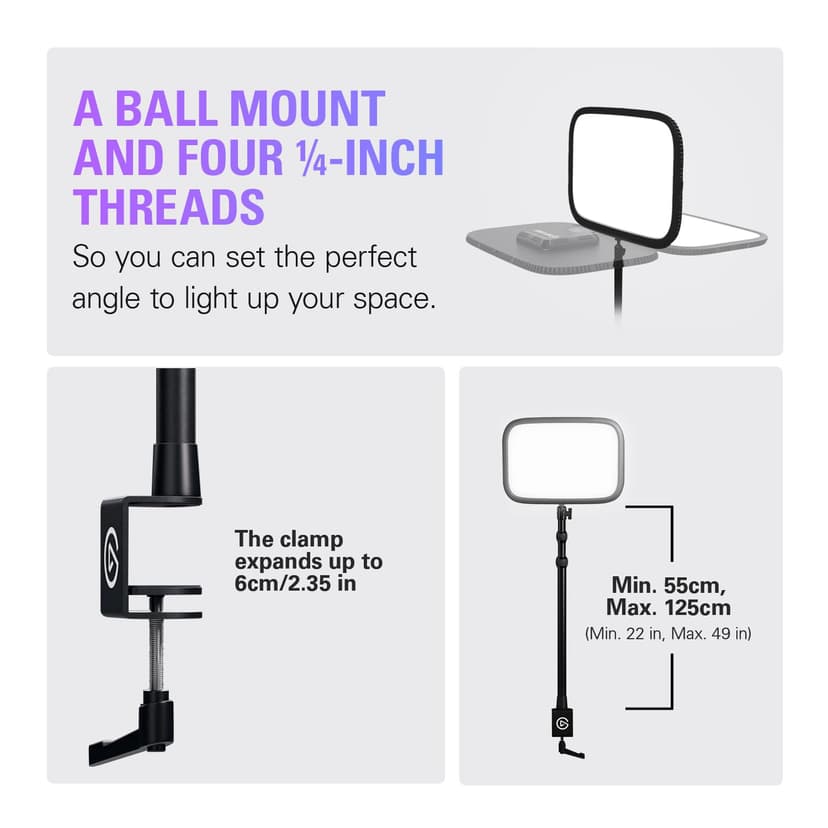 Elgato Key Light - Professional 2800 lumens Studio Light with desk clamp for Streaming, Recording and Video Conferencing, Temperature and Brightness app-adjustable on Mac, PC, iOS, Android - 7