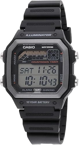 Casio Montre à Quartz analogique et numérique pour Homme avec Bracelet en résine WS1600H-1AV, Noir, Sangle
