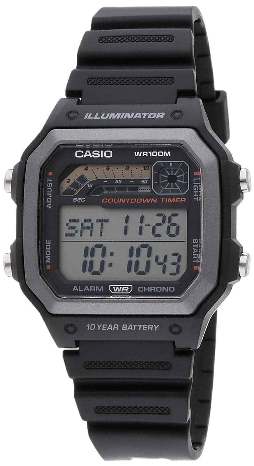 Casio Montre à Quartz analogique et numérique pour Homme avec Bracelet en résine WS1600H-1AV, Noir, Sangle - 1