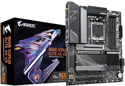 Gigabyte B650 AORUS ELITE AX V2 Motherboard - Supports AMD AM5 CPUs, 12+2+2 Phases Digital VRM, up to 8000MHz DDR5 (OC), 1xPCIe 5.0 + 2xPCIe 4.0 M.2, Wi-Fi 6E, 2.5GbE LAN, USB 3.2 Gen 2