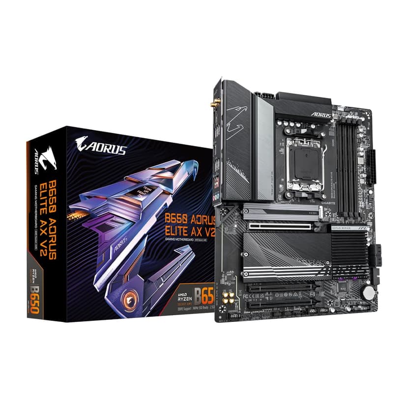 Gigabyte B650 AORUS ELITE AX V2 Motherboard - Supports AMD AM5 CPUs, 12+2+2 Phases Digital VRM, up to 8000MHz DDR5 (OC), 1xPCIe 5.0 + 2xPCIe 4.0 M.2, Wi-Fi 6E, 2.5GbE LAN, USB 3.2 Gen 2 - 1