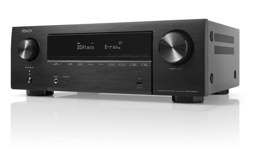 Denon AVR-X1800H Amplificateur AV Home Cinéma 7.2 Canaux, 175W, HDMI 8K, HEOS Multiroom, Dolby Atmos, DTS:X, Bluetooth, AirPlay 2 - Noir - 1