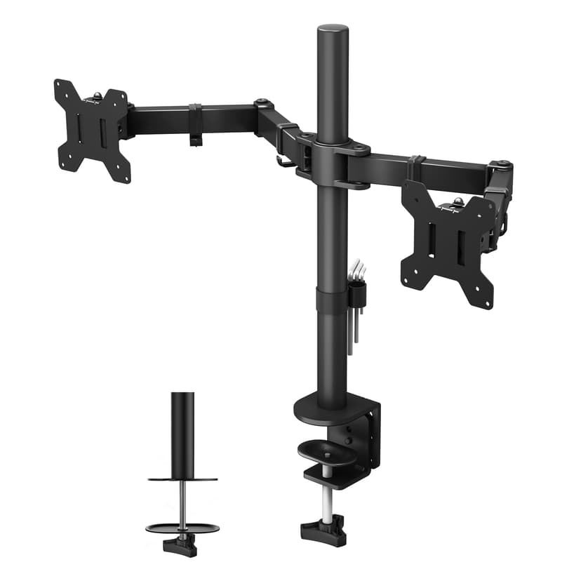 BONTEC Dual Monitor Arm Desk Mount for 13–27 Inch Computer Screens, VESA 75x75/100x100, Full Motion Adjustable Monitor Arm with 360° Rotation, Height Adjustable up to 430mm, Max 10kg per Arm, Black - 1