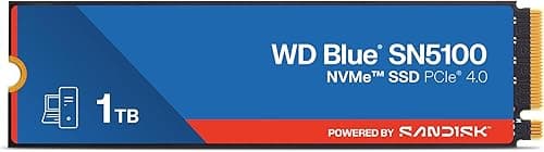 WD Blue SN5100 NVMe SSD 1 to (Jusqu'à 7 100 Mo/s en Lecture, M.2 2280, PCIe Gen 4, nCache 4.0, Technologie SANDISK 3D CBA NAND, Acronis True Image Clonage de Disque et Migration) Powered by SANDISK